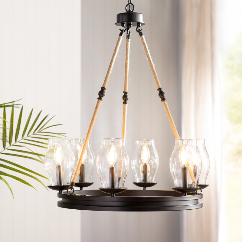 Beachcrest Home Cobham 6Light Candle Style Wagon Wheel Chandelier